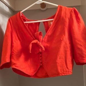 Maeve Anthropologie button down crop top